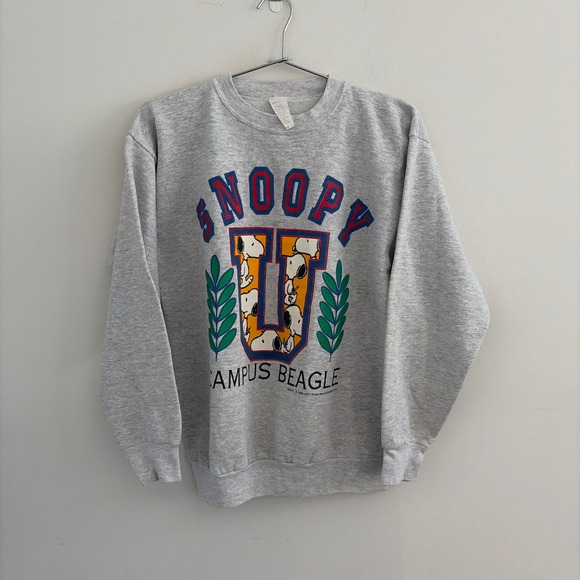 Peanuts Tops - Vintage Snoopy U Campus Beagle Grey Sweatshirt Large Made in USA